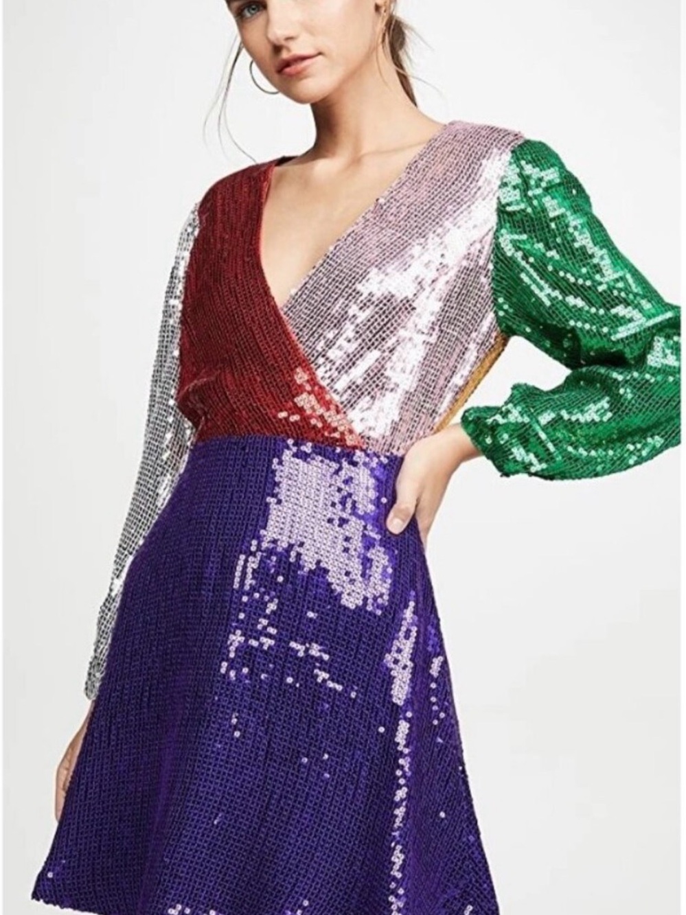 Alice & Olivia Blaze Color Block Sequin Mini Dress - Picture 5 of 8